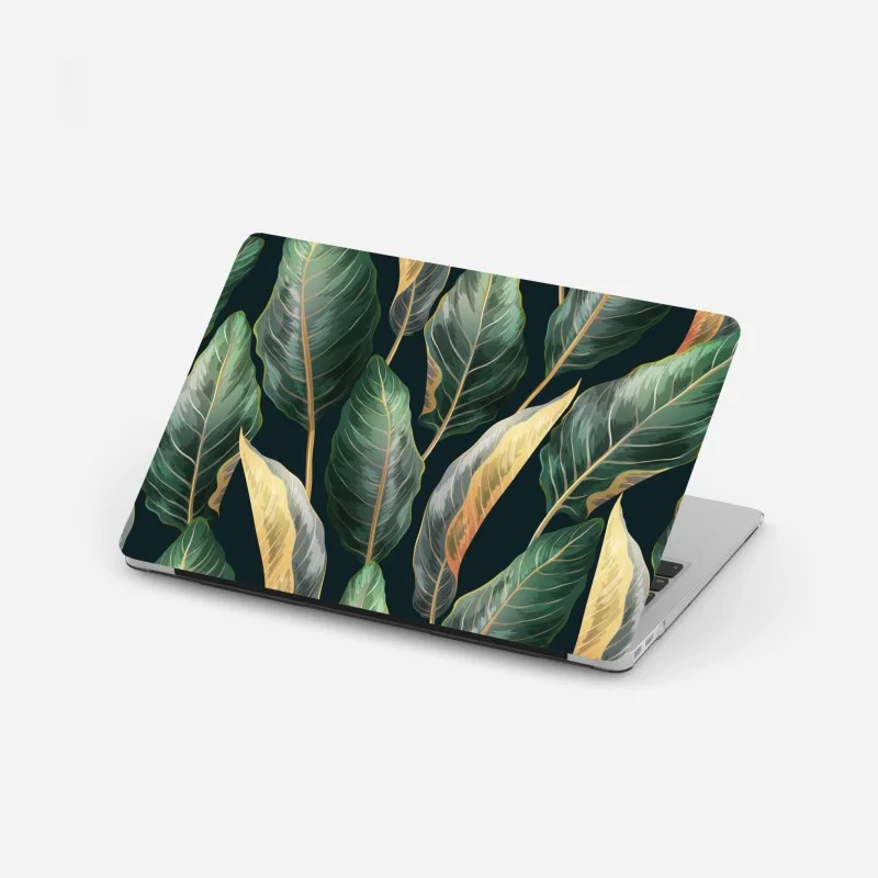 Laptop sticker vintage tropical leaves pattern