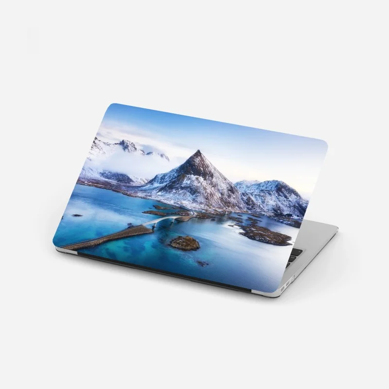 Laptop sticker Lofoten Islands aerial bridge panorama
