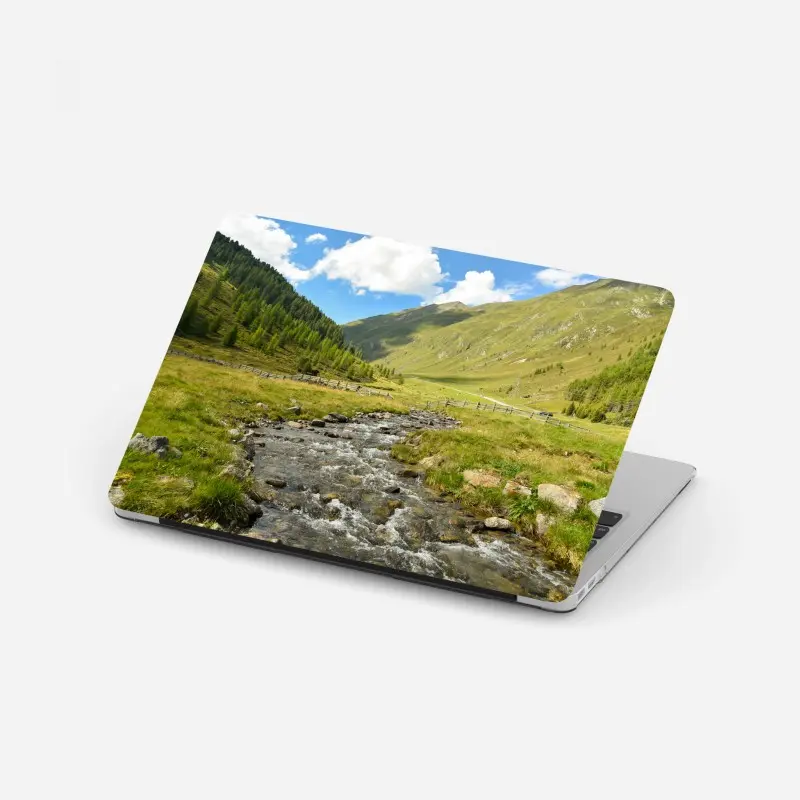 Laptop sticker alpine mountain stream in a sunlit valley ⁕ Wallissimo® Laptop sticker alpine mountain stream in a sunlit valley ⁕ Wallissimo®