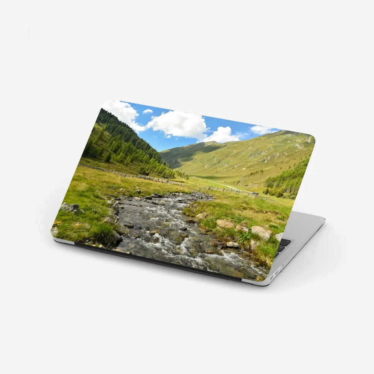 Laptop sticker alpine mountain stream in a sunlit valley ⁕ Wallissimo® Laptop sticker alpine mountain stream in a sunlit valley ⁕ Wallissimo®