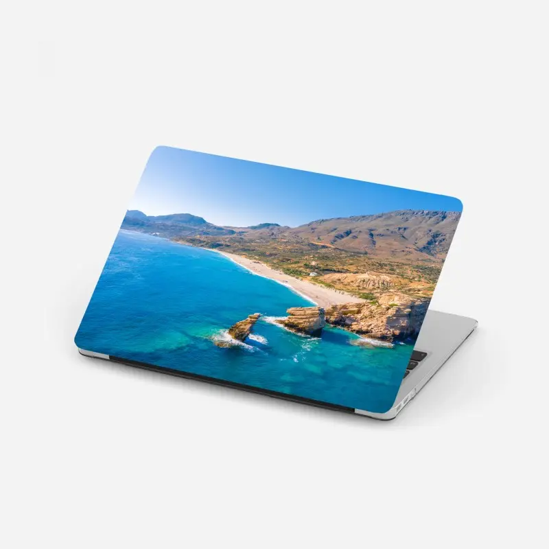 Laptop sticker blue geometric 3d composition • Wallissimo®