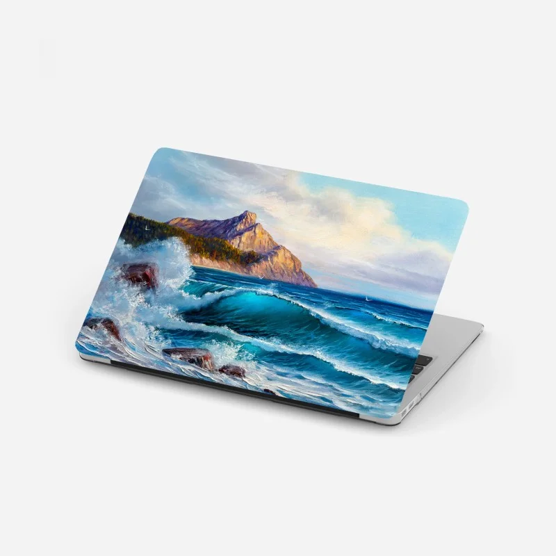 Laptop sticker turquoise ocean wave seascape