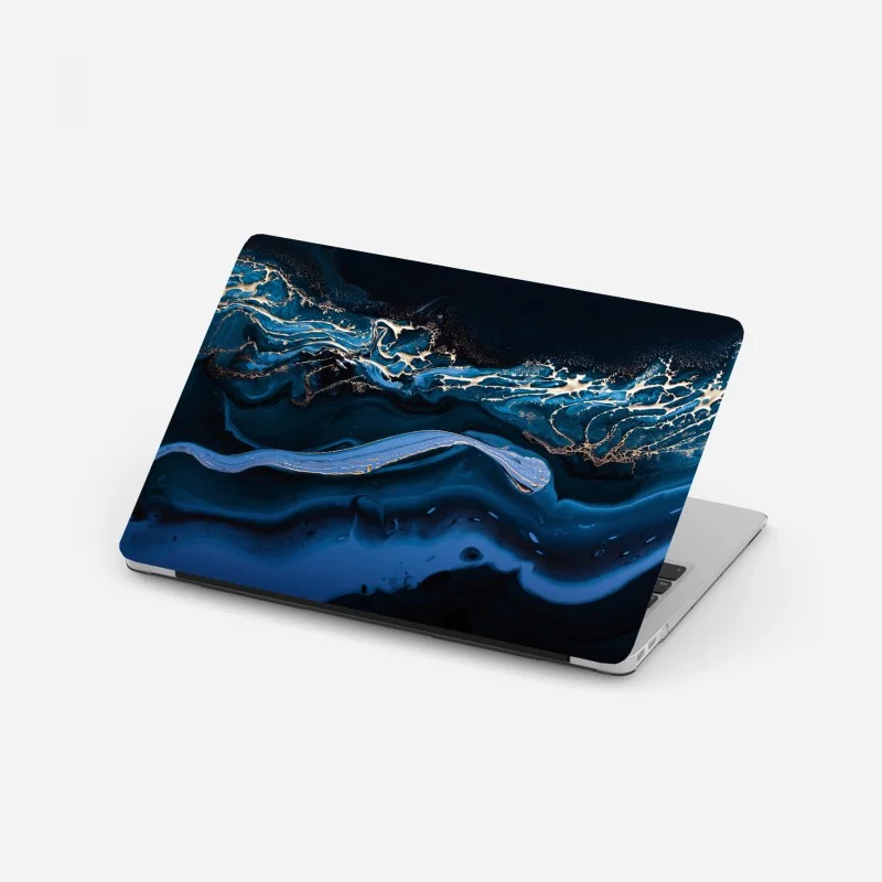 Laptop sticker navy and gold abstract flow