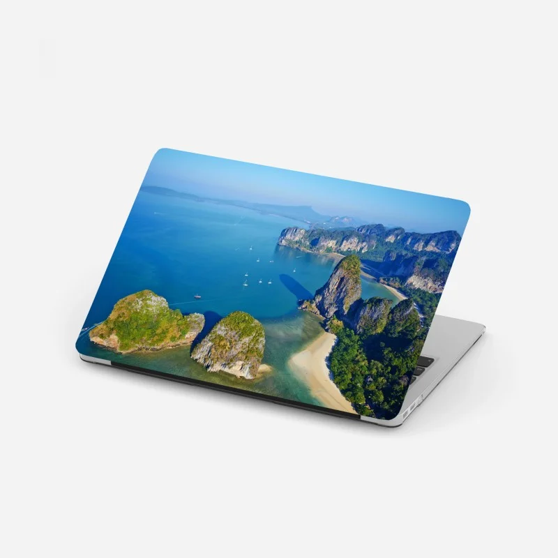 Laptop sticker turquoise island coastline panorama