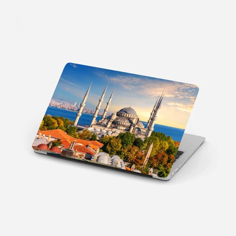 Laptop sticker Istanbul skyline with the Blue Mosque at sunset