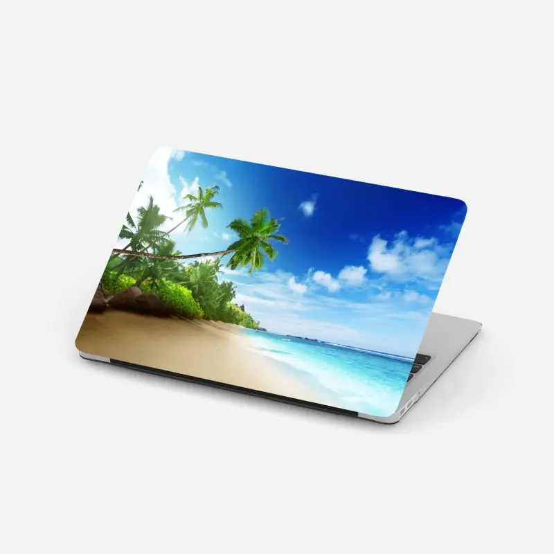 Laptop sticker sunset on Mahe beach, Seychelles