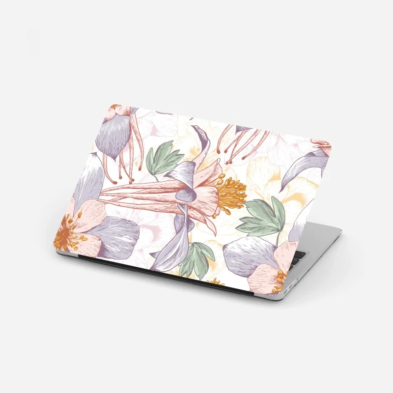 Laptop sticker soft pastel botanical blooms