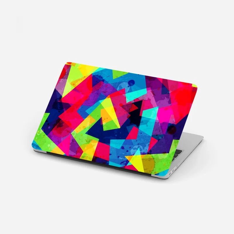 Laptop sticker vibrant geometric watercolor collage