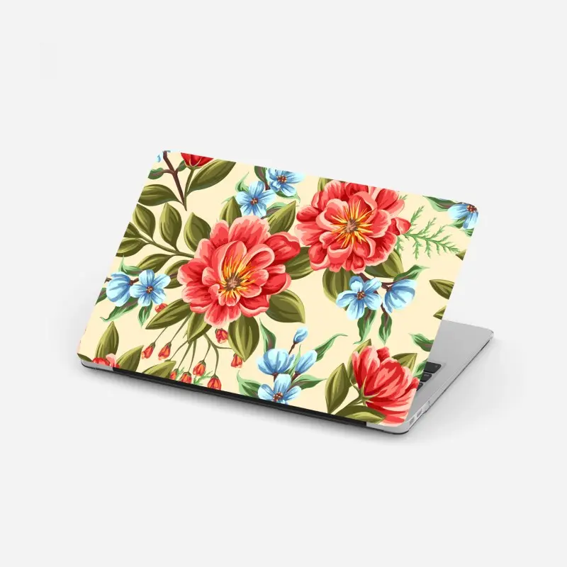 Laptop sticker vibrant watercolor floral pattern