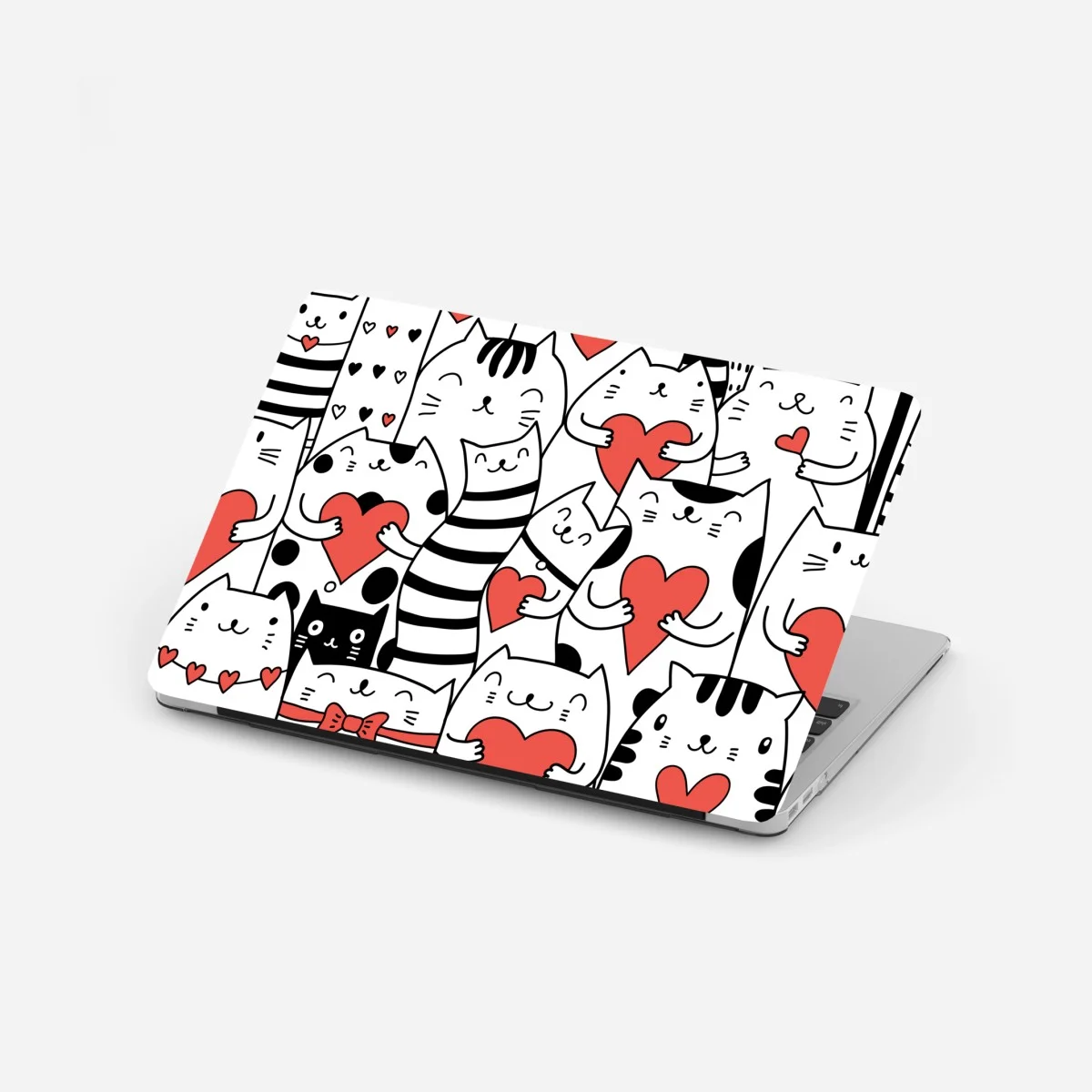 Laptop sticker cute cats with hearts pattern ⁕ Wallissimo® Laptop sticker cute cats with hearts pattern ⁕ Wallissimo®