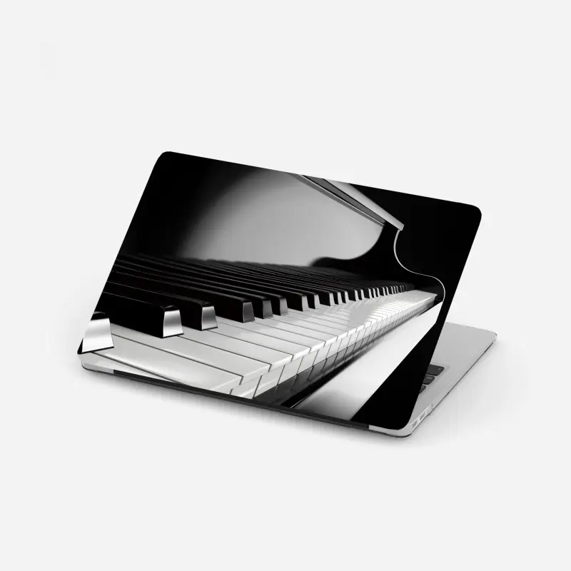 Laptop sticker elegant monochrome piano keys