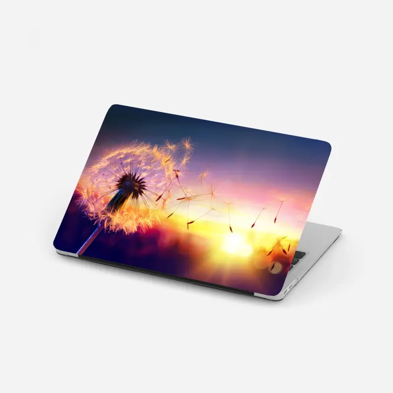 Laptop sticker golden dandelion at sunset