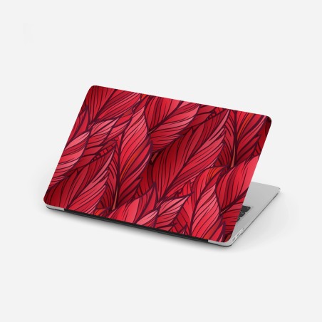 Laptop sticker red botanical leaf pattern • Wallissimo®