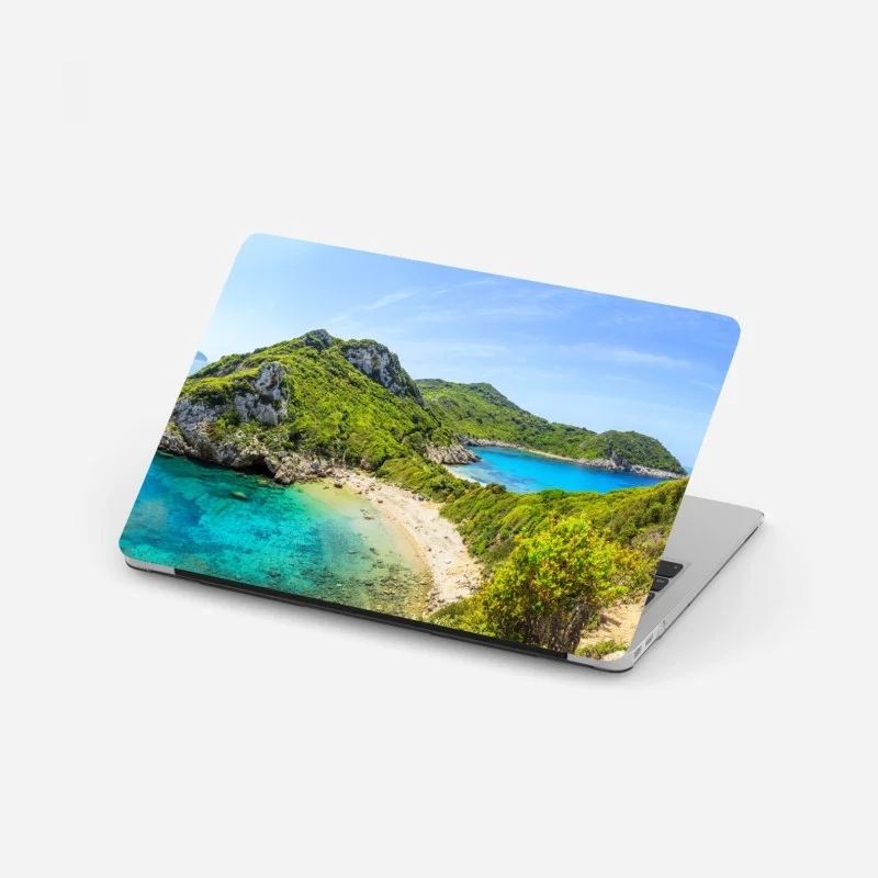 Laptop sticker turquoise island cove beach landscape