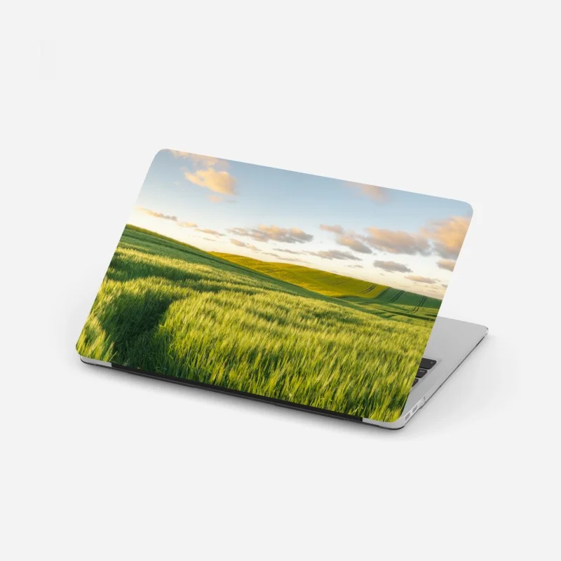 Laptop sticker serene green meadow panorama