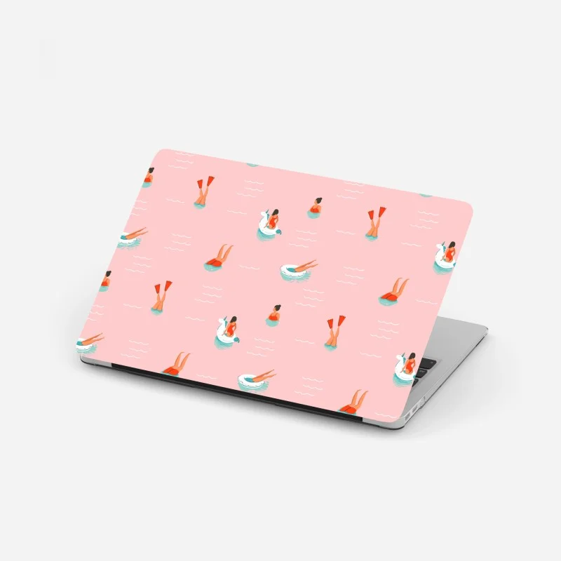 Laptop sticker playful pastel pool pattern
