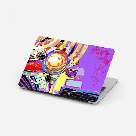 Laptop sticker vibrant purple abstract composition • Wallissimo®