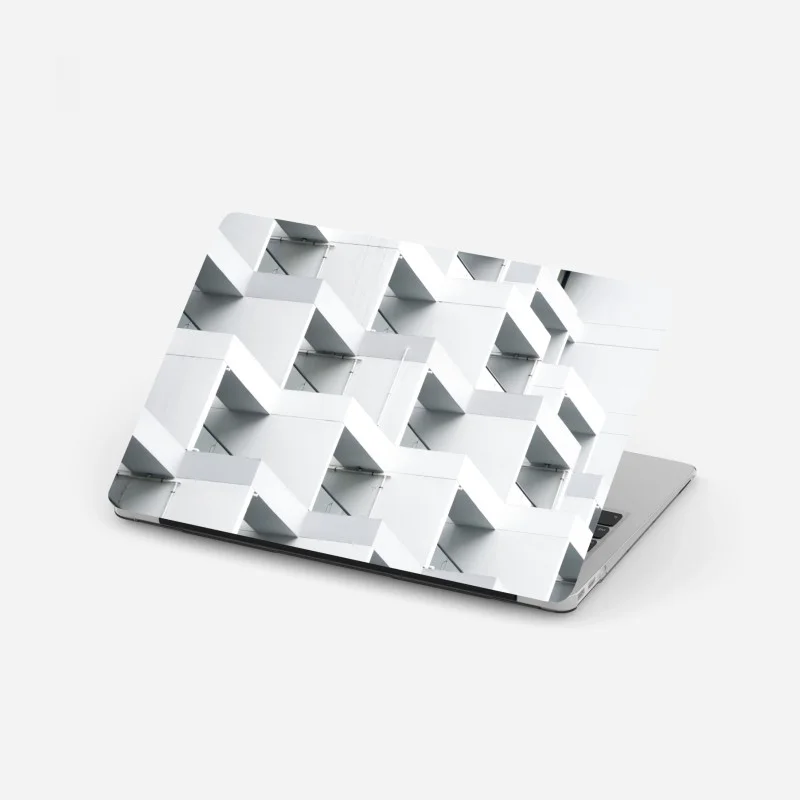 Laptop sticker white concrete geometric facade
