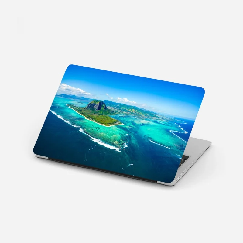Laptop sticker Le Morne turquoise lagoon panorama