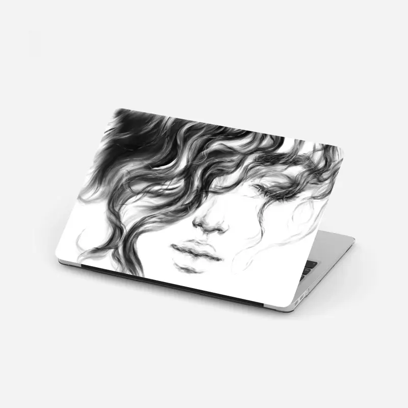 Laptop sticker ethereal monochrome portrait