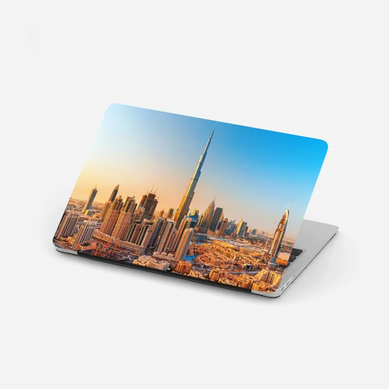 Laptop sticker Dubai skyline at golden hour