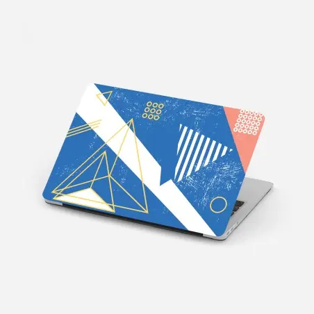 Laptop sticker blue geometric abstract composition • Wallissimo®