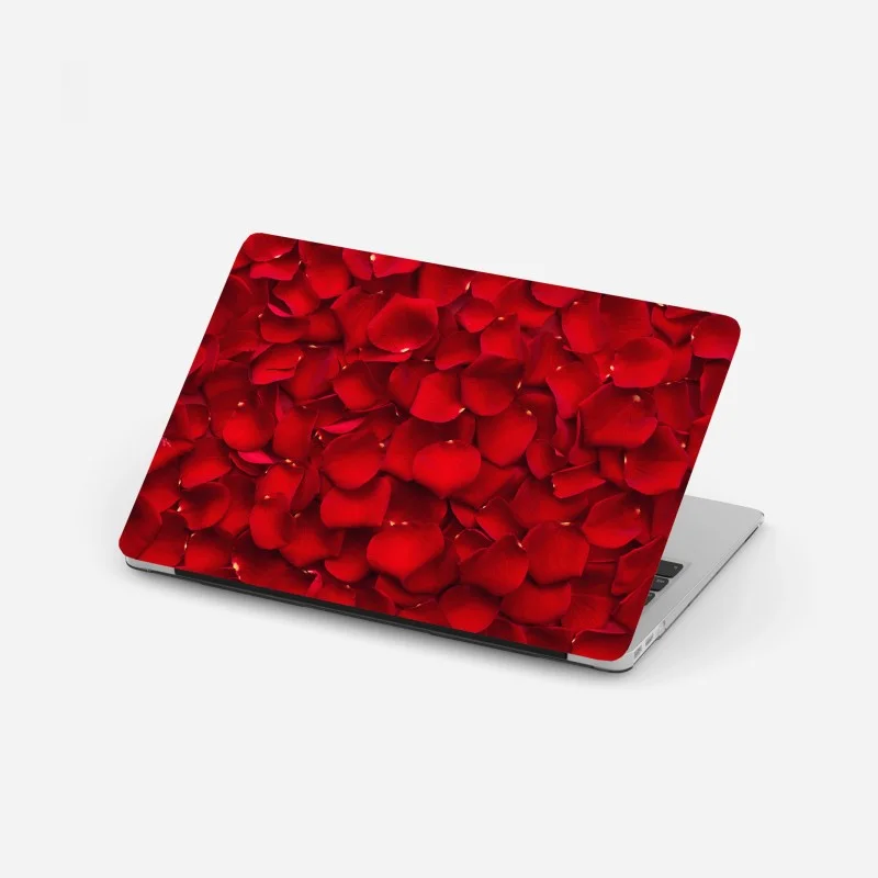 Laptop sticker red rose petal background