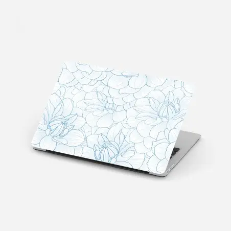 Laptop sticker delicate blue floral pattern • Wallissimo®