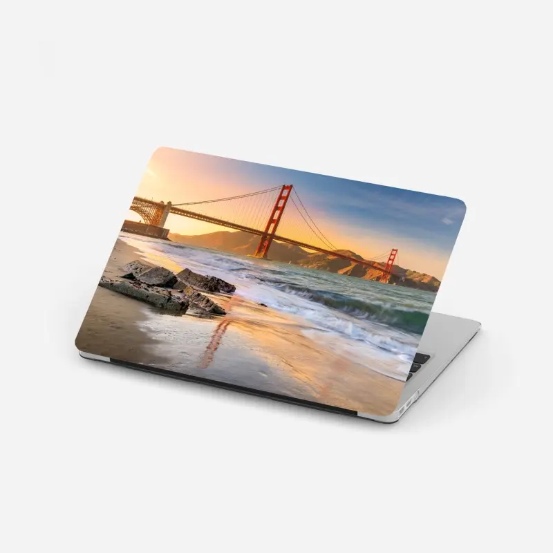Laptop sticker sunset at the Golden Gate Bridge