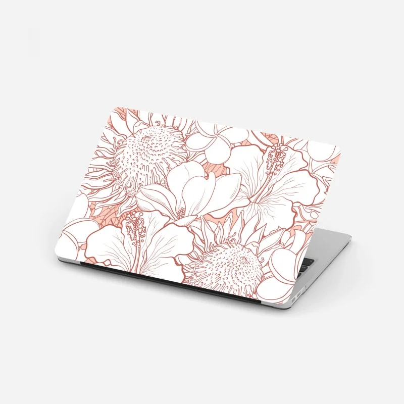Laptop sticker delicate coral floral pattern
