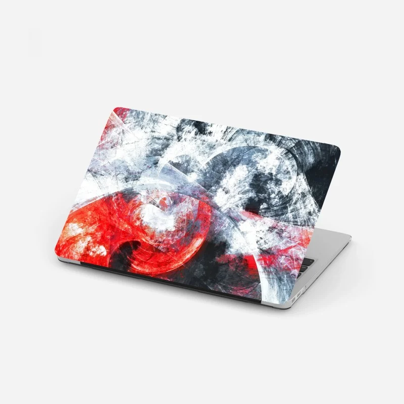 Laptop sticker dynamic red and white abstract motion