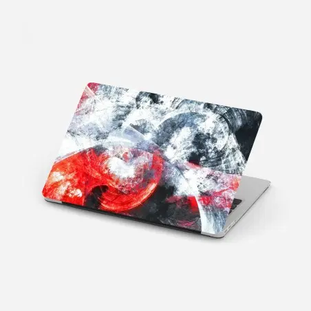 Laptop sticker dynamic red and white abstract motion • Wallissimo®