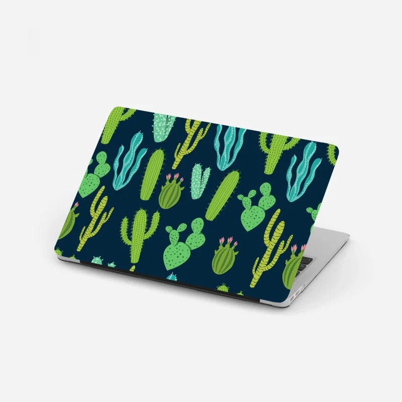 Laptop sticker green cactus and succulent pattern