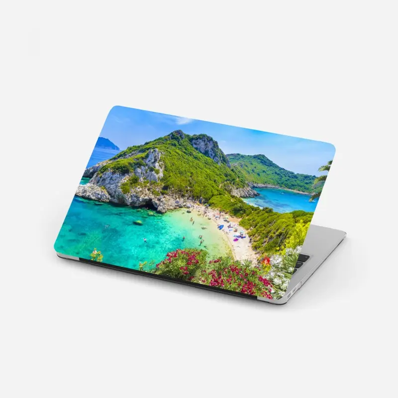 Laptop sticker Porto Timoni beach panorama, Corfu