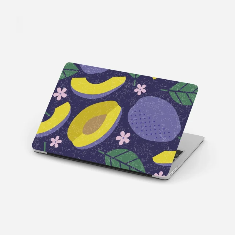 Laptop sticker playful plum and leaf pattern