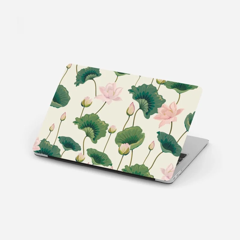 Laptop sticker serene lotus botanical pattern