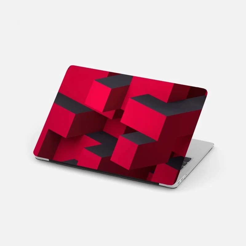 Laptop sticker bold red geometric blocks
