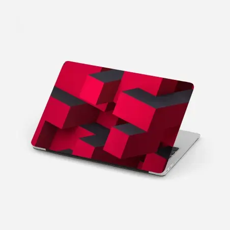 Laptop sticker bold red geometric blocks • Wallissimo®