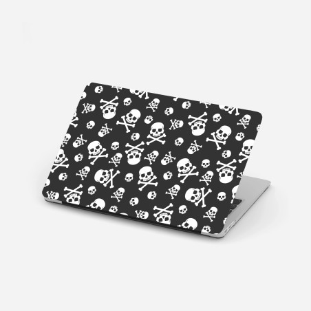 Laptop sticker white skull pattern on gray background • Wallissimo®