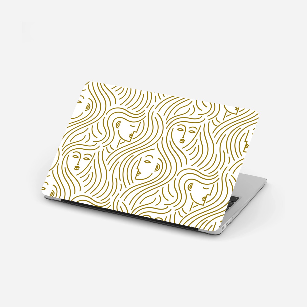 Laptop sticker golden flowing faces seamless pattern • Wallissimo® Laptop sticker golden flowing faces seamless pattern • Wallissimo®
