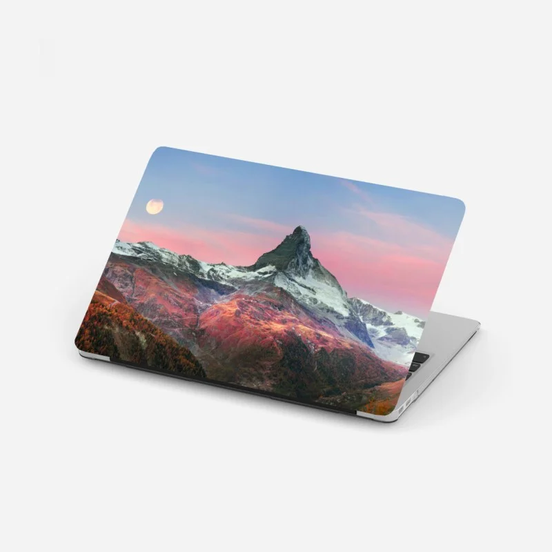 Laptop sticker autumn panorama of the Matterhorn at sunset