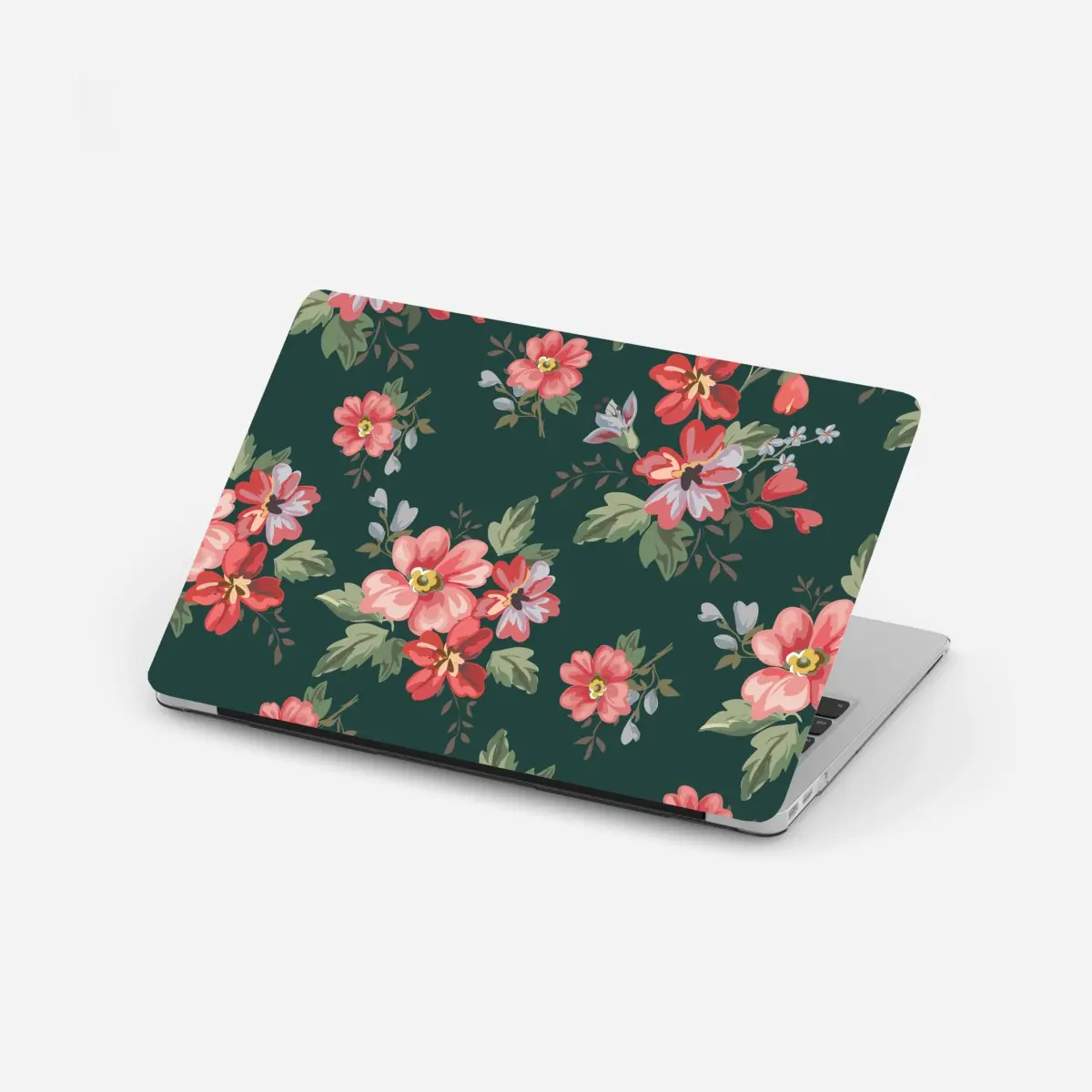 Laptop sticker vintage pink floral pattern on deep green • Wallissimo® Laptop sticker vintage pink floral pattern on deep green • Wallissimo®