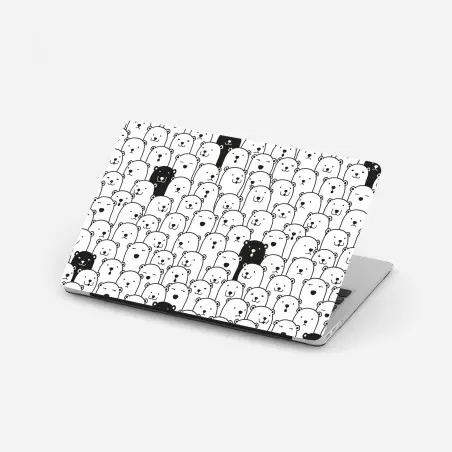 Laptop sticker adorable bear crowd pattern • Wallissimo®
