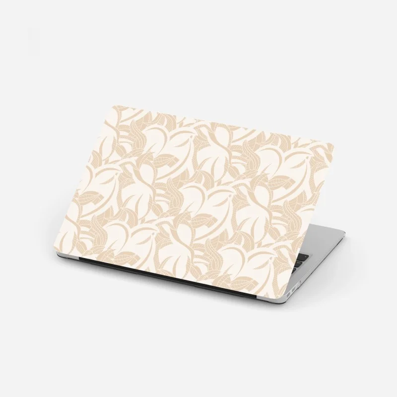 Laptop sticker beige botanical leaf pattern