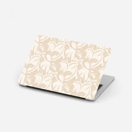 Laptop sticker beige botanical leaf pattern • Wallissimo®
