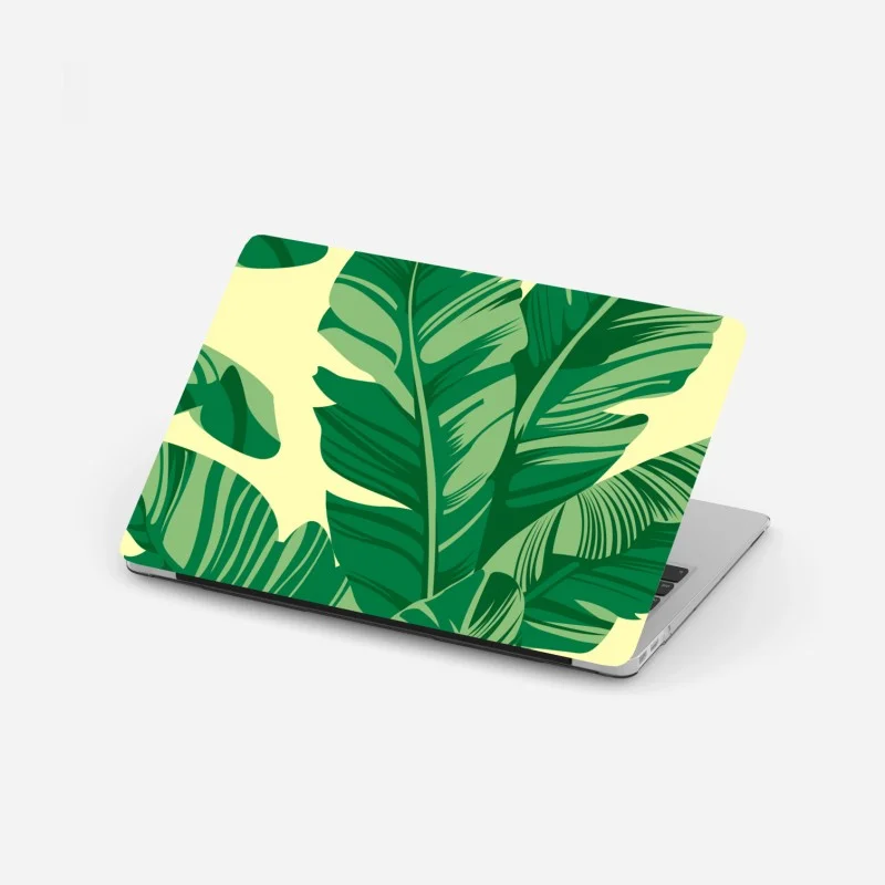 Laptop sticker tropical banana leaves pattern