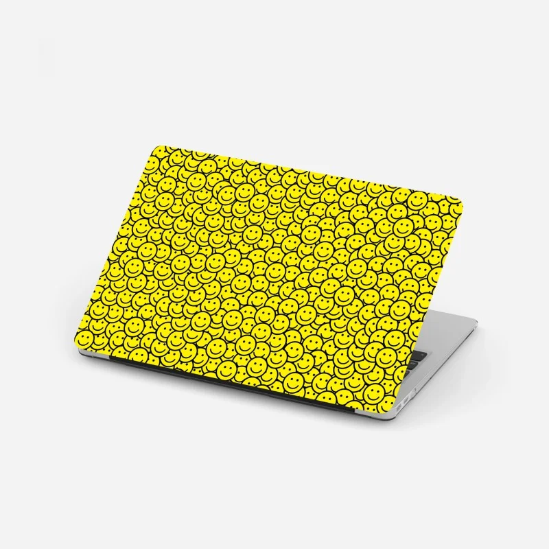 Laptop sticker cheerful smiley faces pattern