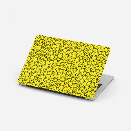 Laptop sticker cheerful smiley faces pattern • Wallissimo®