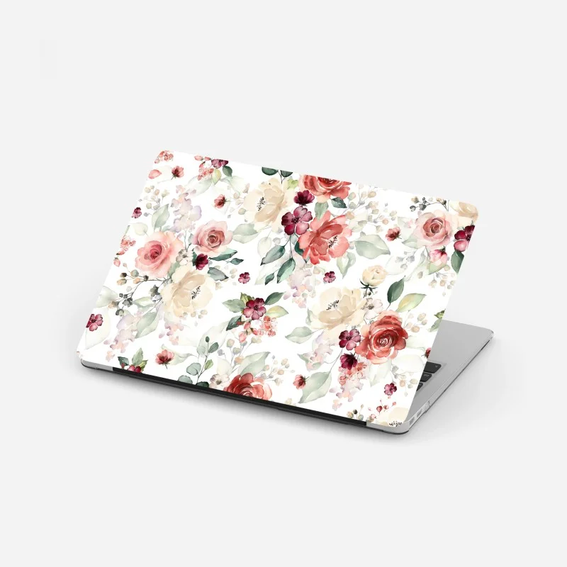 Laptop sticker delicate watercolor rose floral pattern