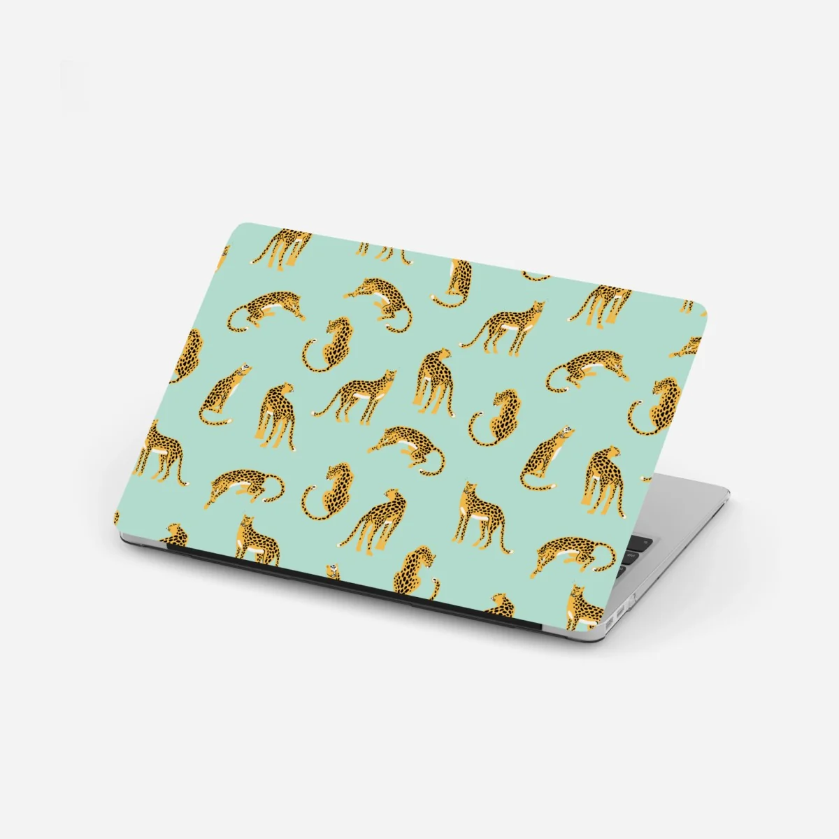 Laptop sticker playful cheetah pattern on turquoise background ⁕ Wallissimo® Laptop sticker playful cheetah pattern on turquoise background ⁕ Wallissimo®